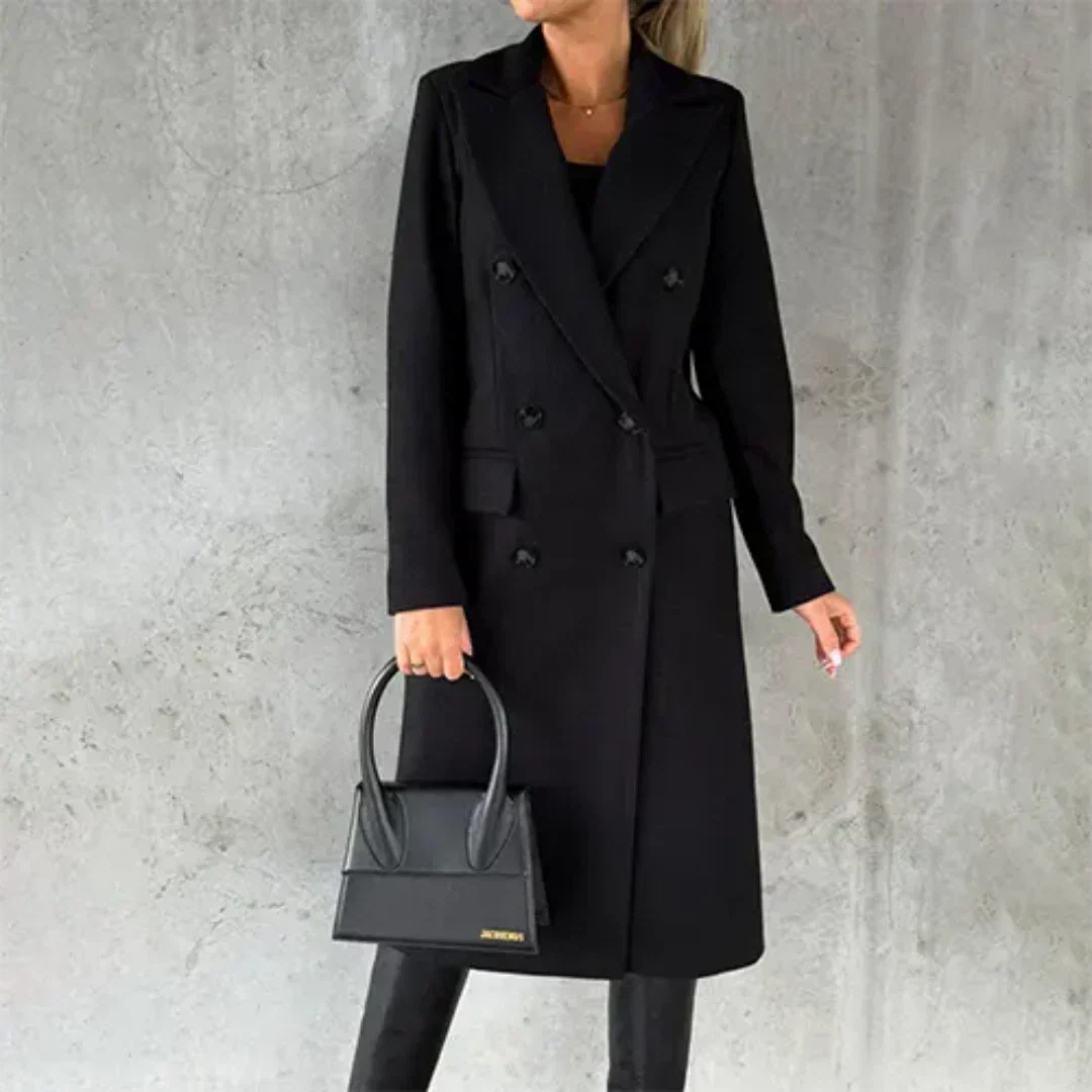 Damen Mantel Trench Lang Zweireihig | Winter