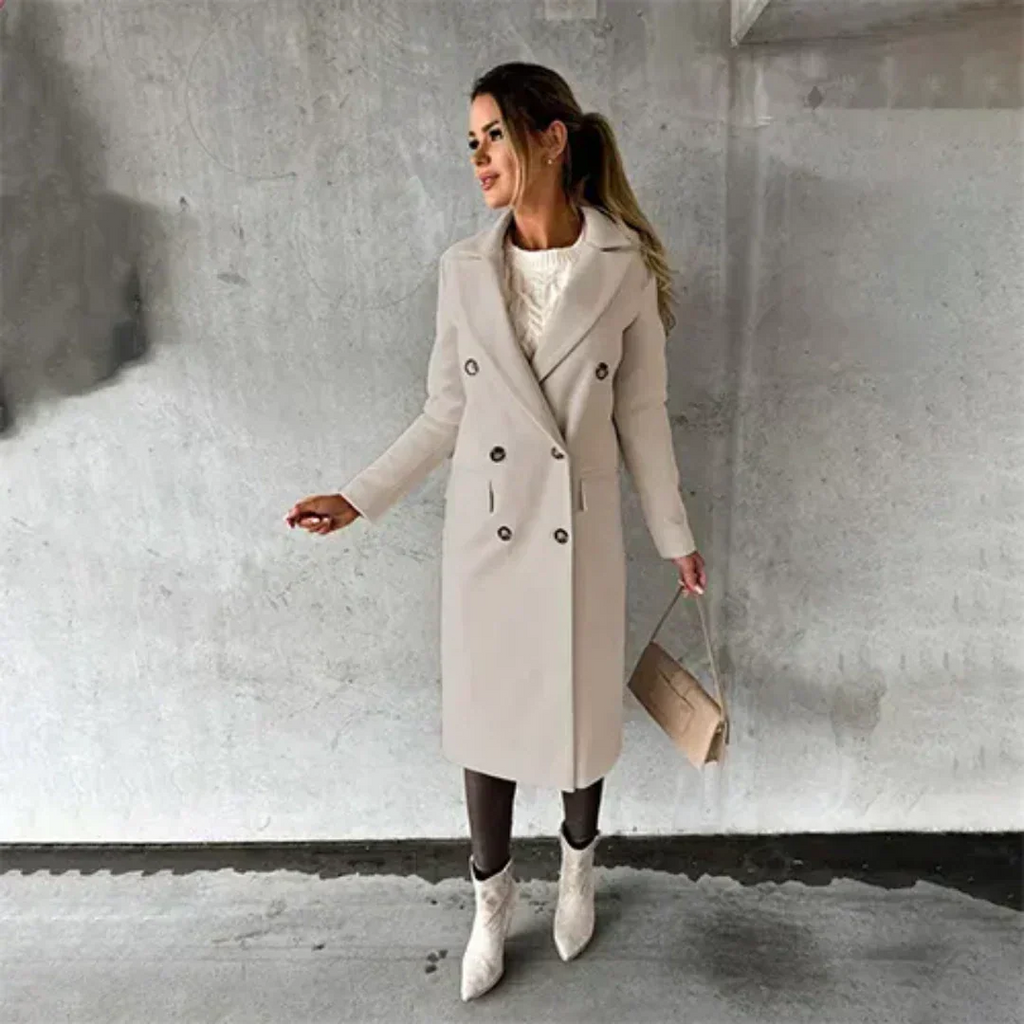 Damen Mantel Trench Lang Zweireihig | Winter