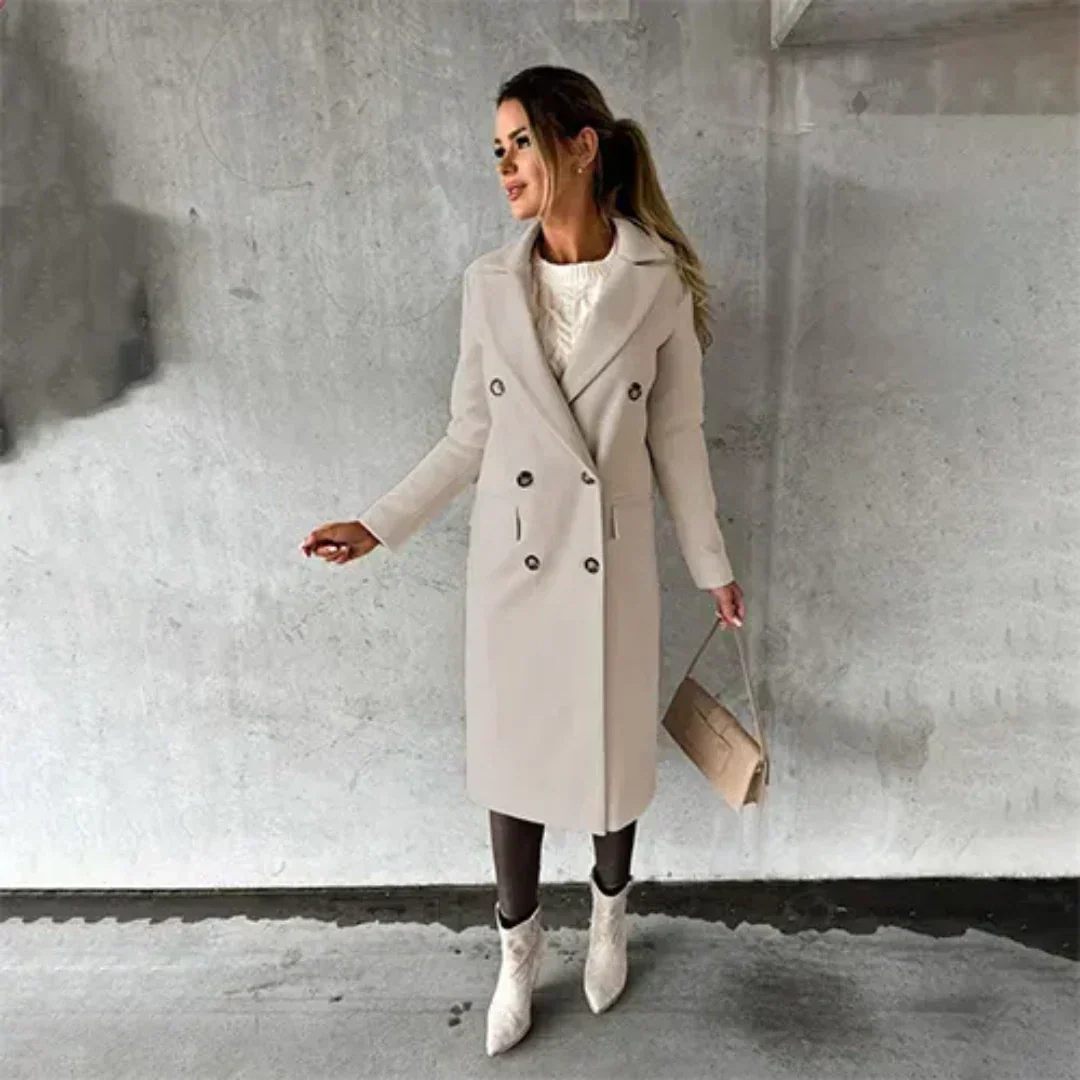 Damen Mantel Trench Lang Zweireihig | Winter
