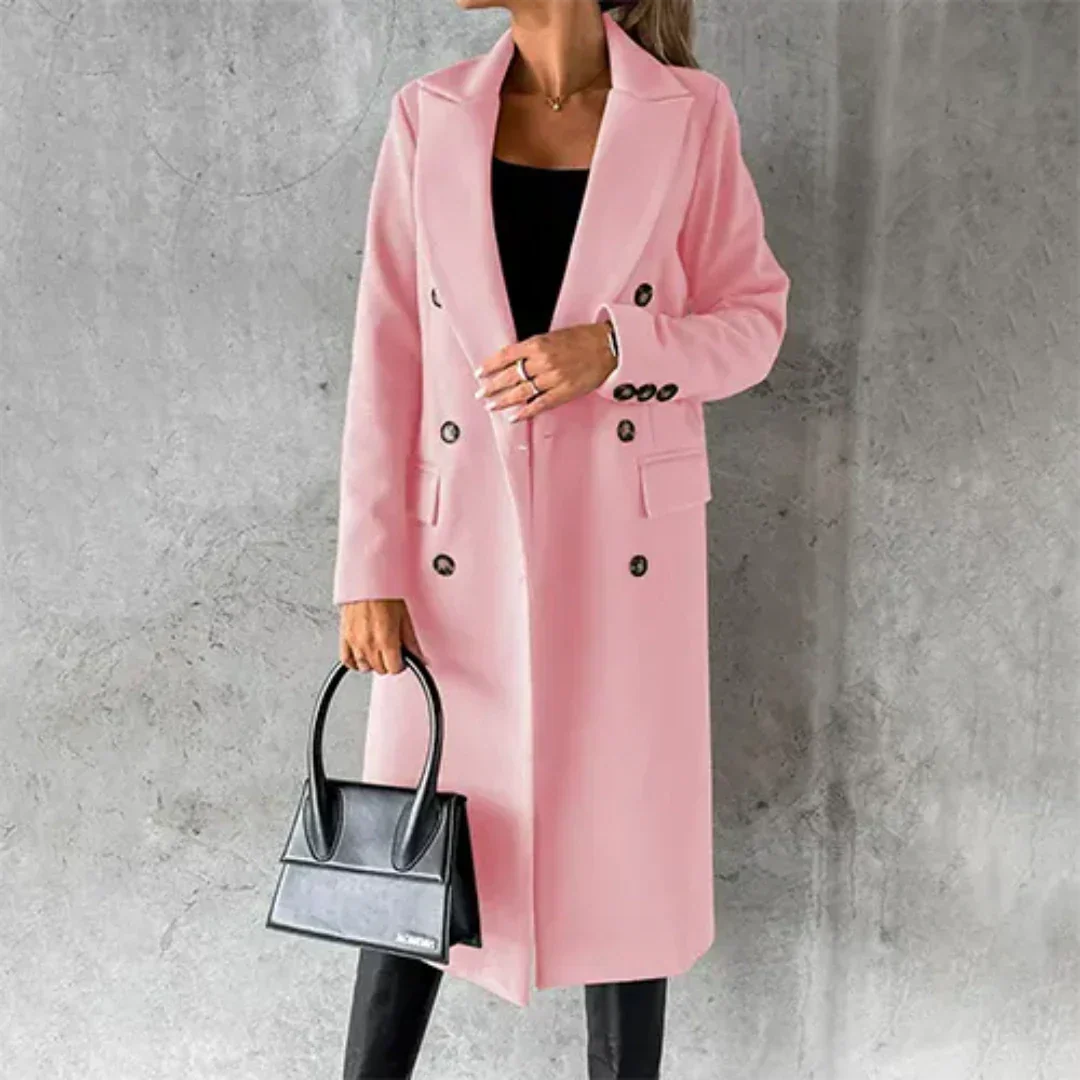 Damen Mantel Trench Lang Zweireihig | Winter