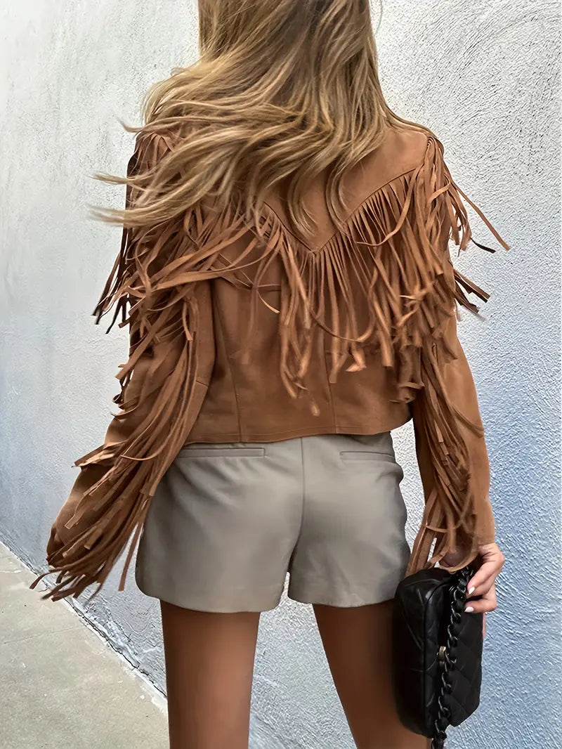 Damen Langarmjacke im Westernstil | Fransen