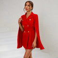 Damen Mini Kleid im Cape Blazer-Stil | Gürtel