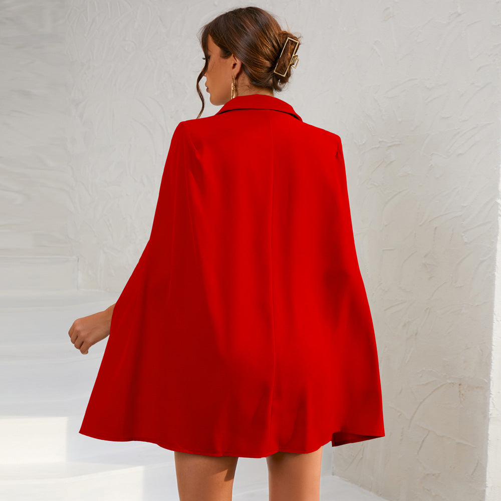 Damen Mini Kleid im Cape Blazer-Stil | Gürtel