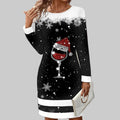Damen Kleid Mini Schwarzes Langarm Winter | Weihnachts