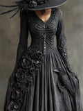 Damen Kleid Maxi Schwarzes Halloween | Langarm