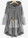 Damen Hoodie Druck Strick Winter | Reissverschluss