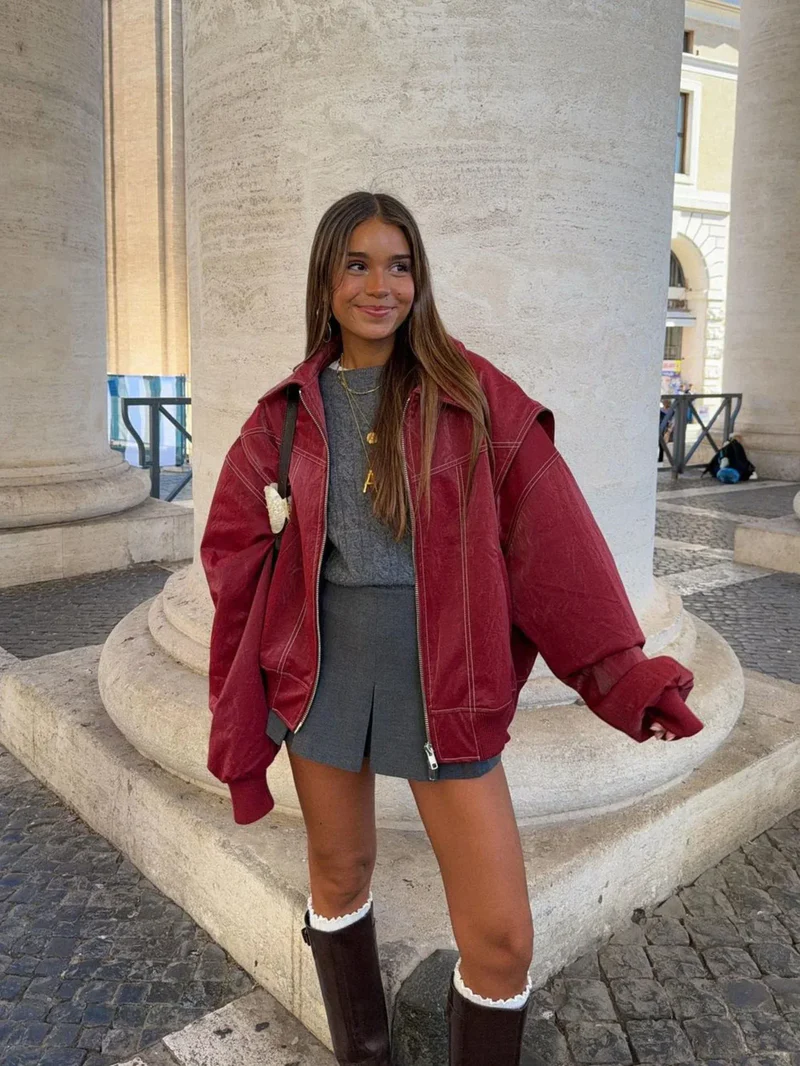 Damen Jacke Oversized Winter Mit Kragen | Reissverschluss
