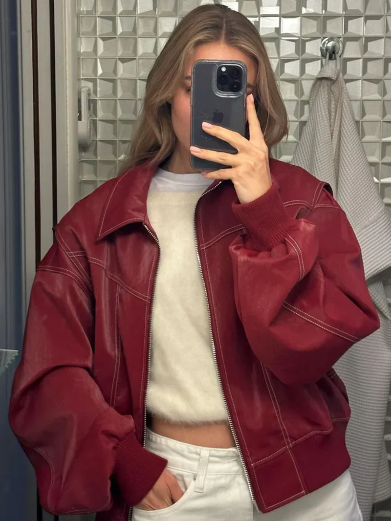 Damen Jacke Oversized Winter Mit Kragen | Reissverschluss