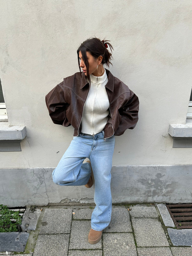 Damen Jacke Oversized Winter Mit Kragen | Reissverschluss