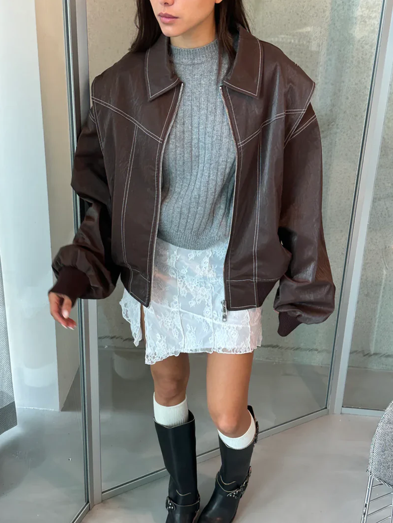 Damen Jacke Oversized Winter Mit Kragen | Reissverschluss