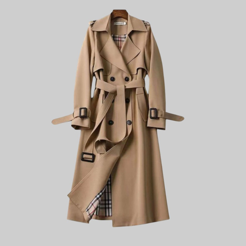 Damen Langer Trenchcoat Mit Gürtel | Zweireihig