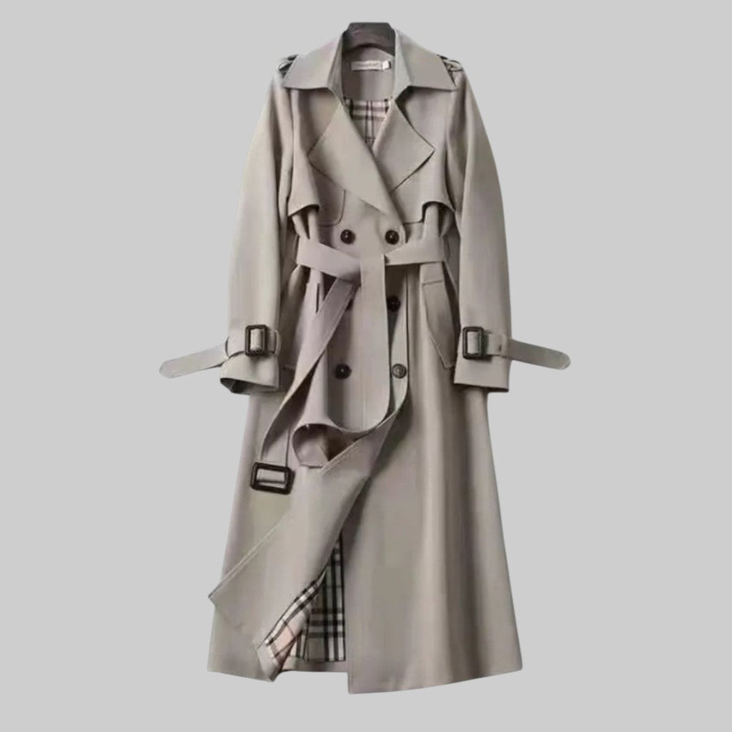Damen Langer Trenchcoat Mit Gürtel | Zweireihig