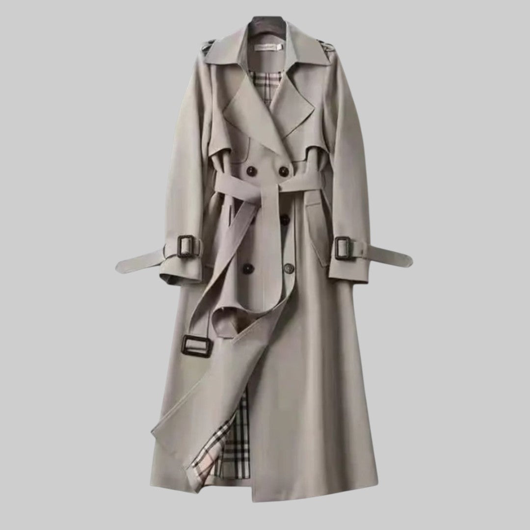 Damen Langer Trenchcoat Mit Gürtel | Zweireihig