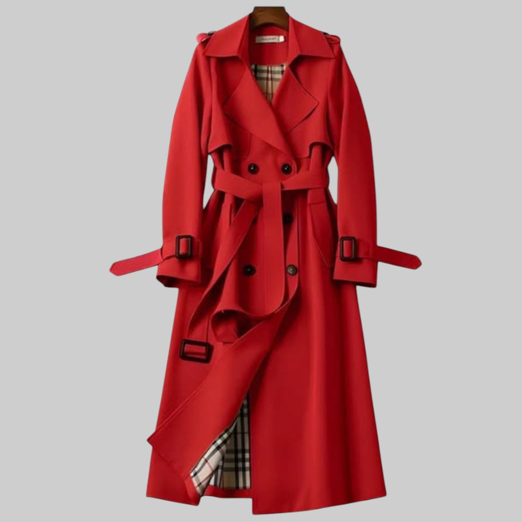 Damen Langer Trenchcoat Mit Gürtel | Zweireihig