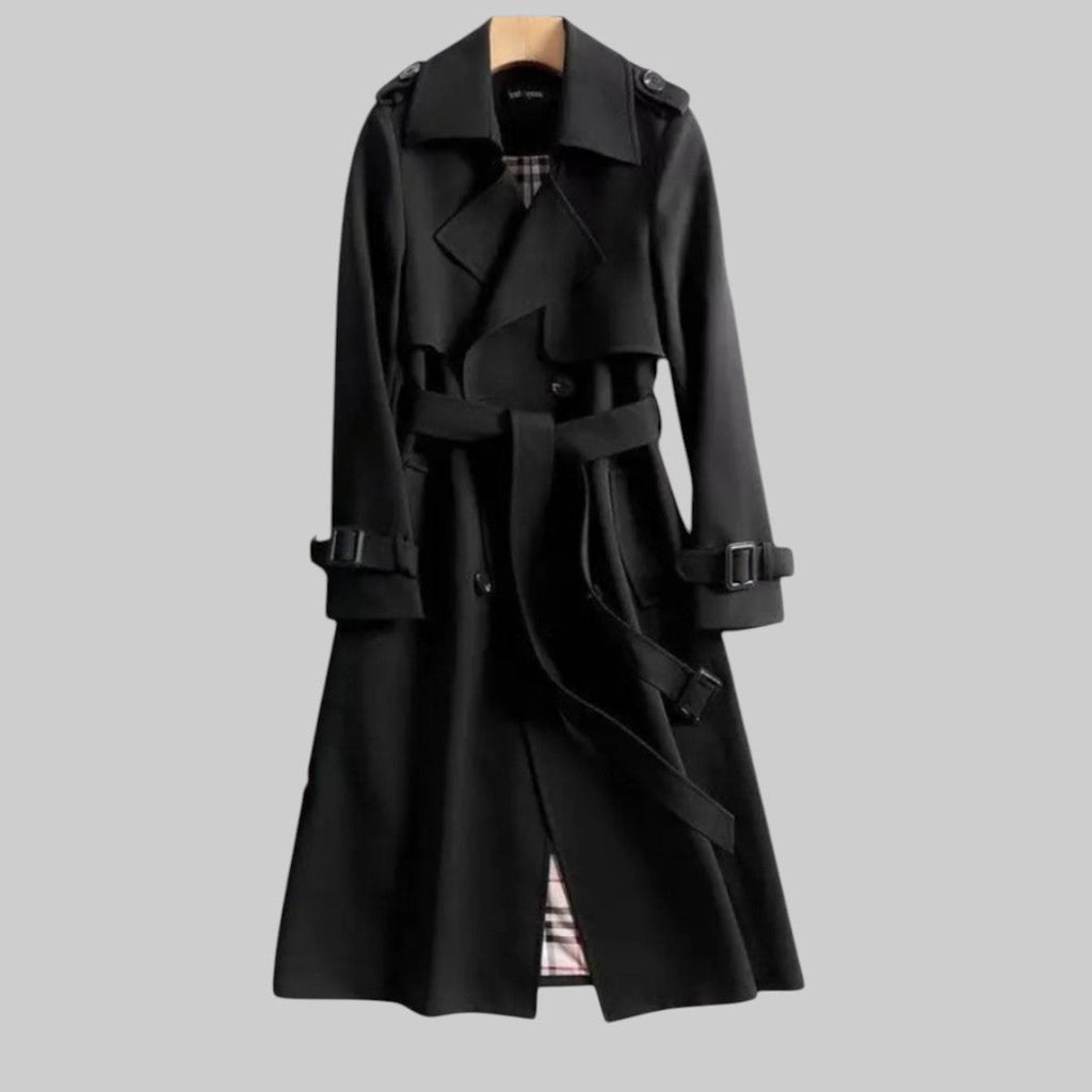 Damen Langer Trenchcoat Mit Gürtel | Zweireihig