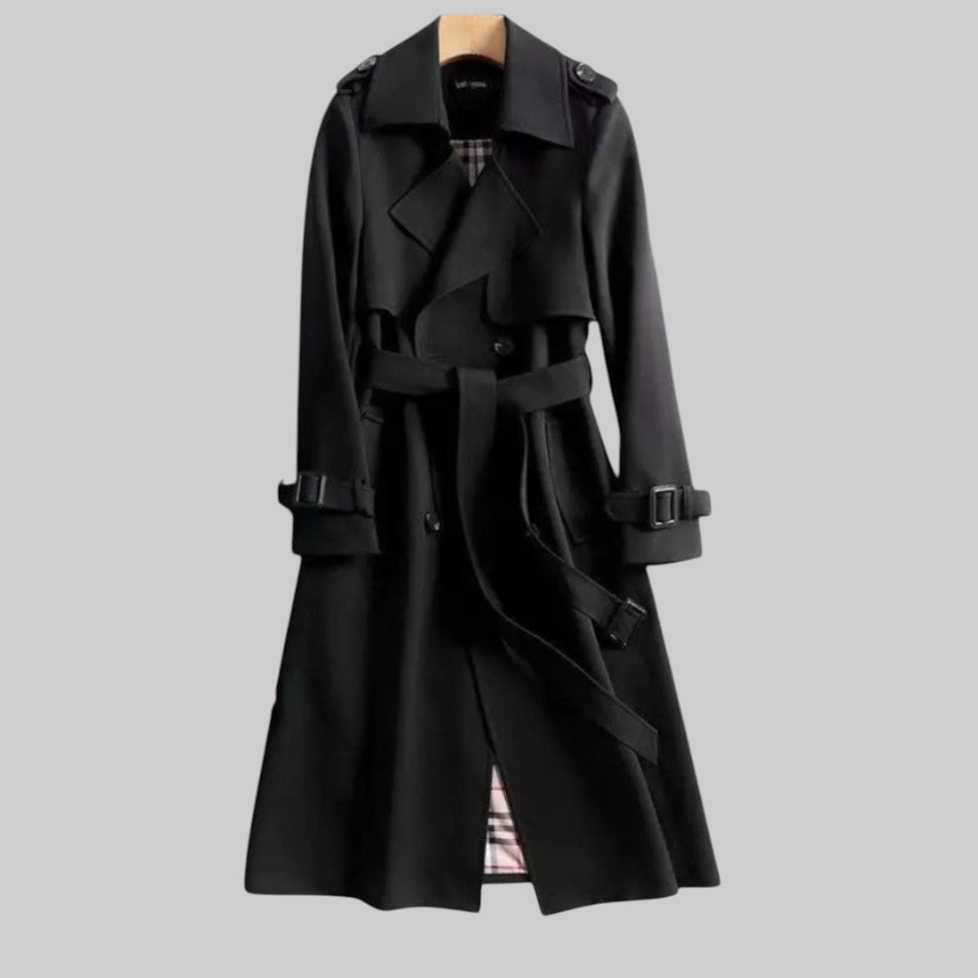 Damen Langer Trenchcoat Mit Gürtel | Zweireihig