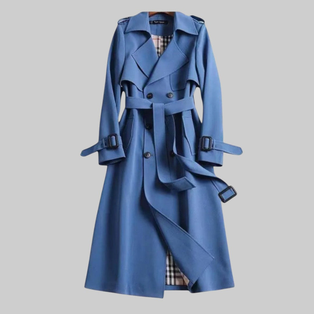 Damen Langer Trenchcoat Mit Gürtel | Zweireihig