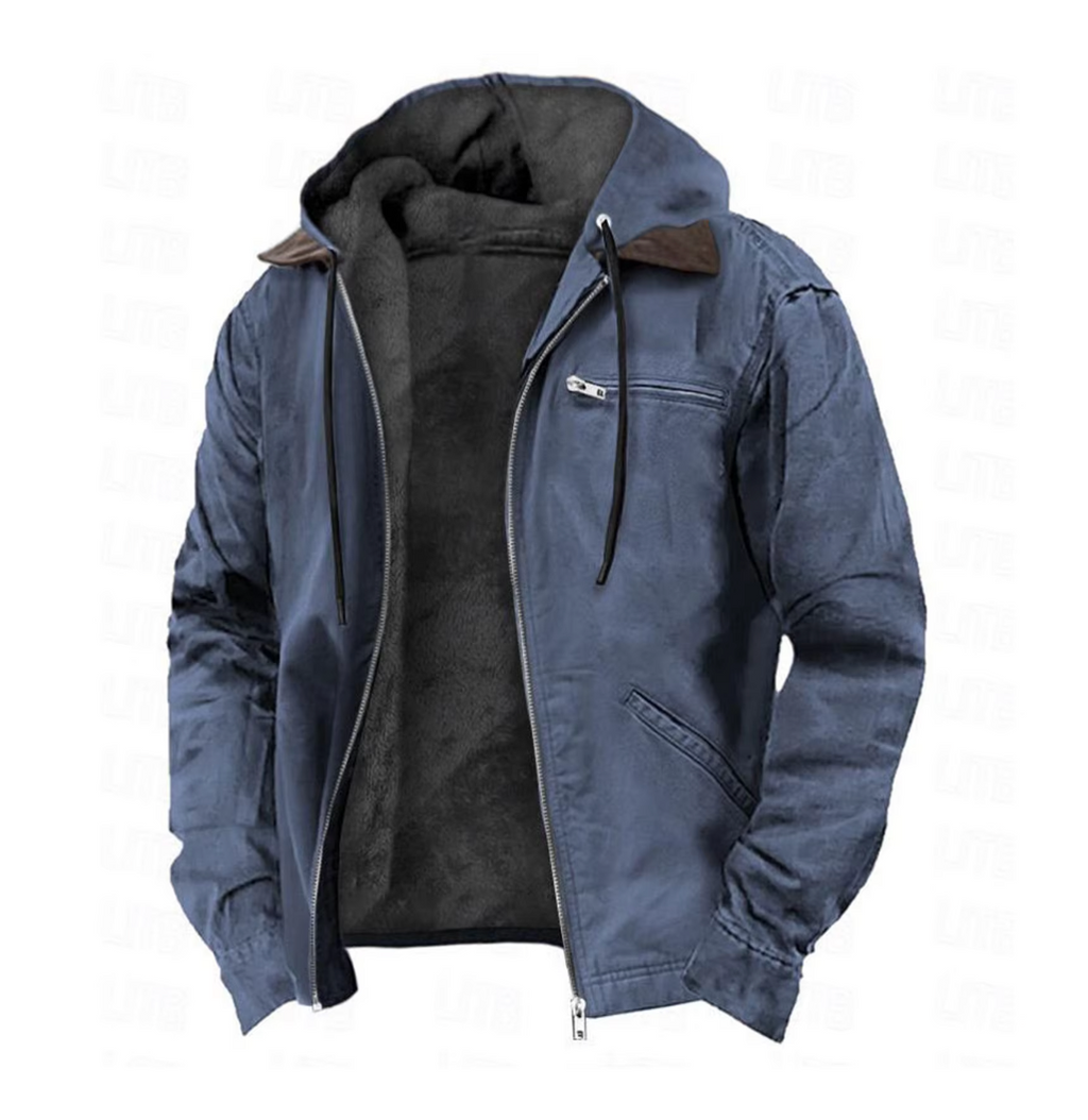 Herren Jacke Winter Vintage Mit Kapuze | Reissverschluss