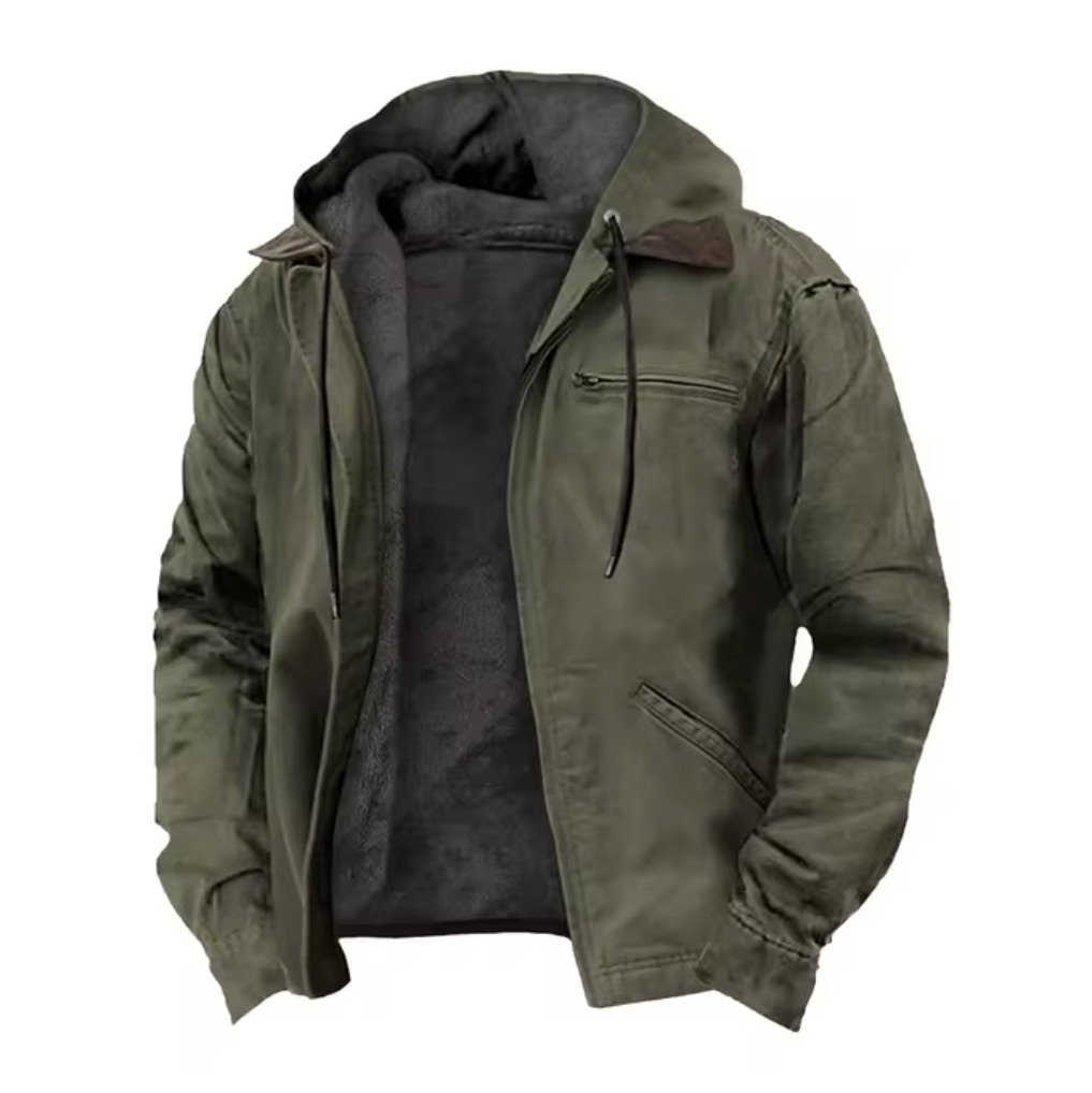 Herren Jacke Winter Vintage Mit Kapuze | Reissverschluss
