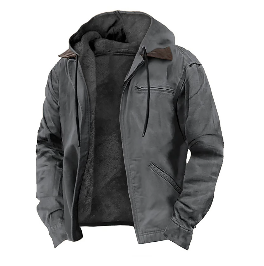 Herren Jacke Winter Vintage Mit Kapuze | Reissverschluss