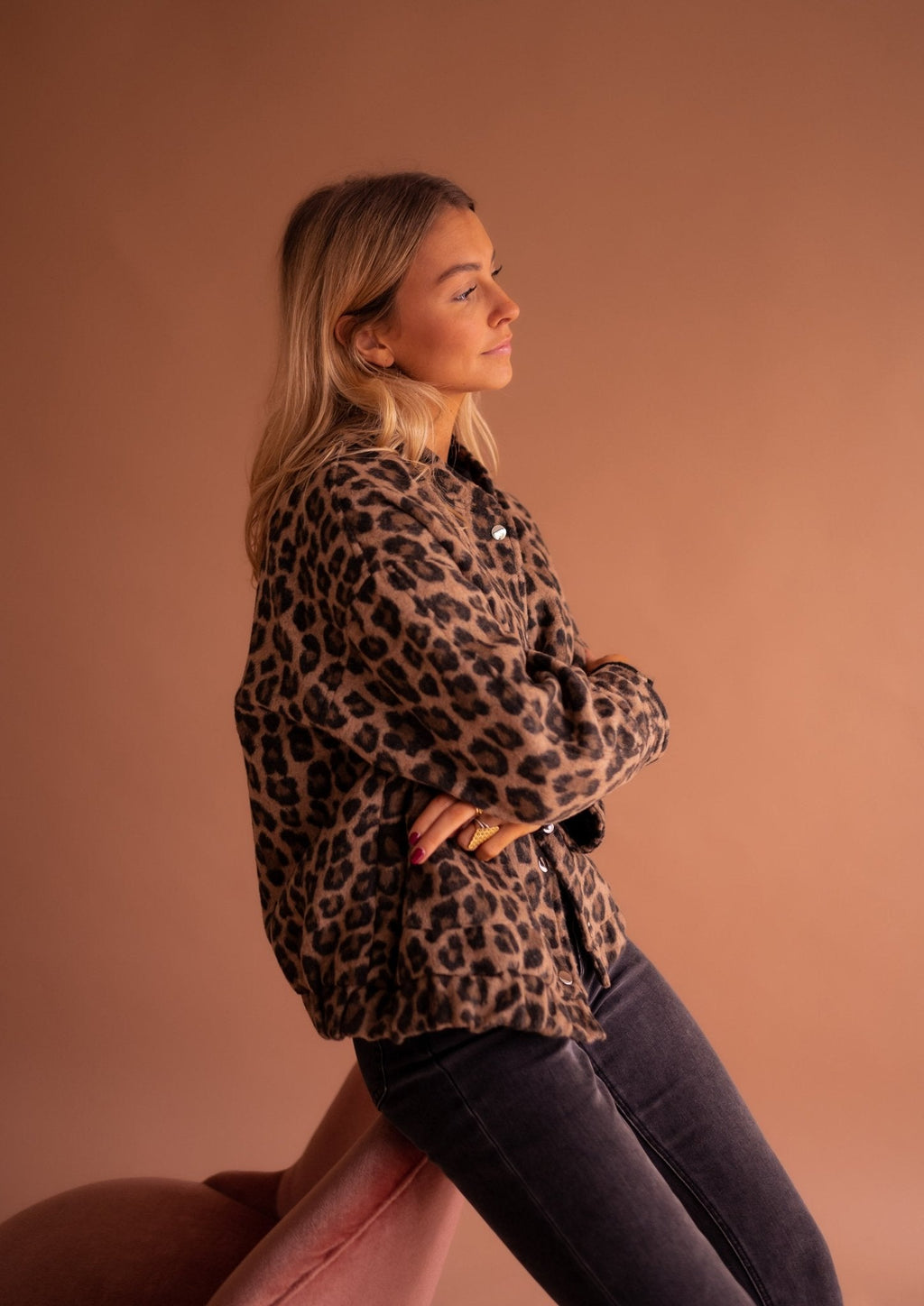 Damen Jacke Vintage Knöpfe Leopardenmuster | Winter