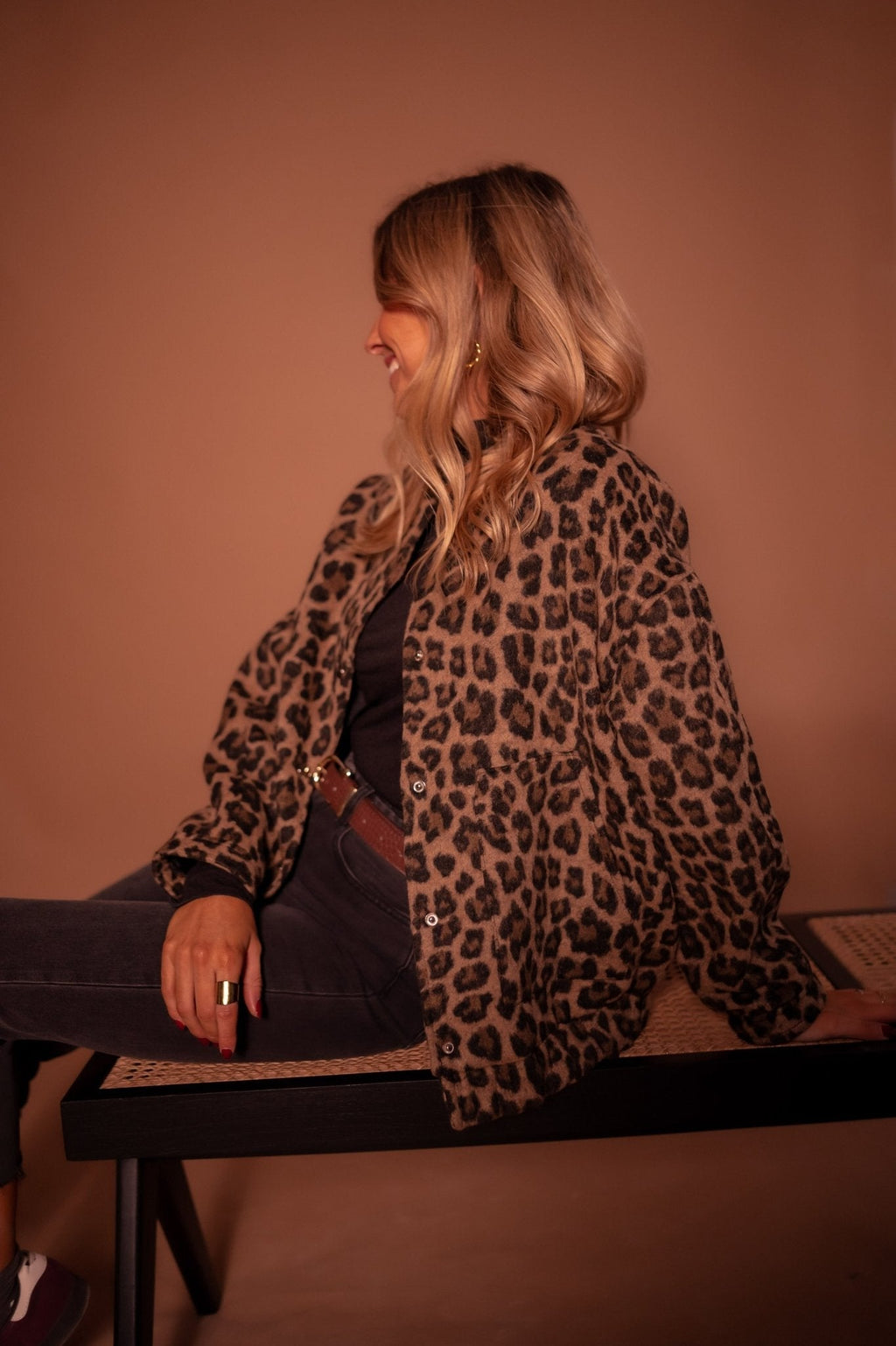 Damen Jacke Vintage Knöpfe Leopardenmuster | Winter