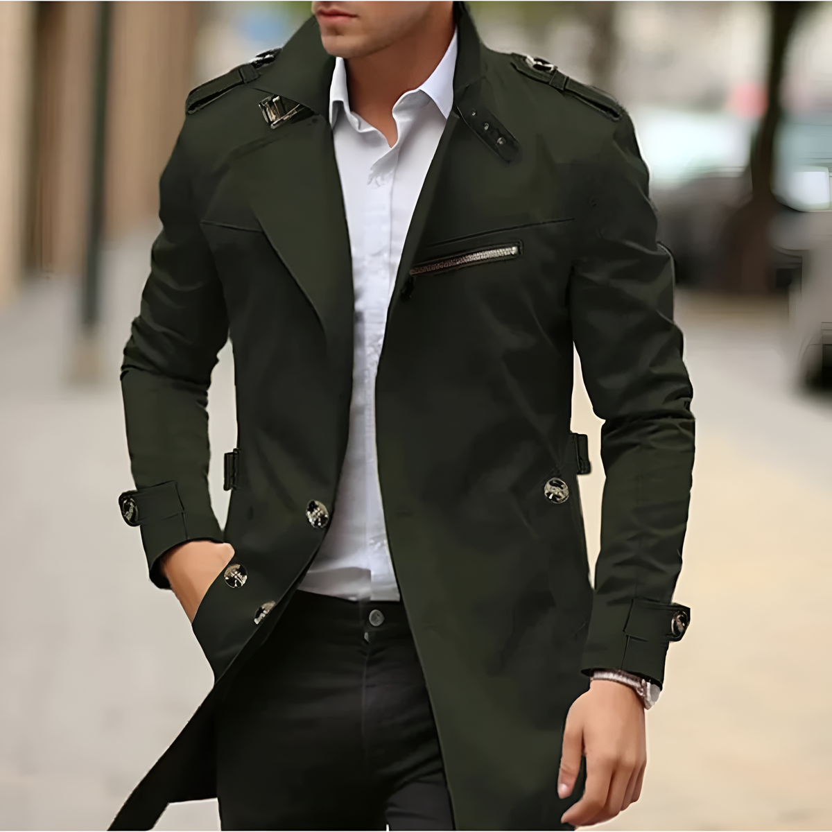 Herren Mantel Trench Lang Mit Reverskragen | Winter