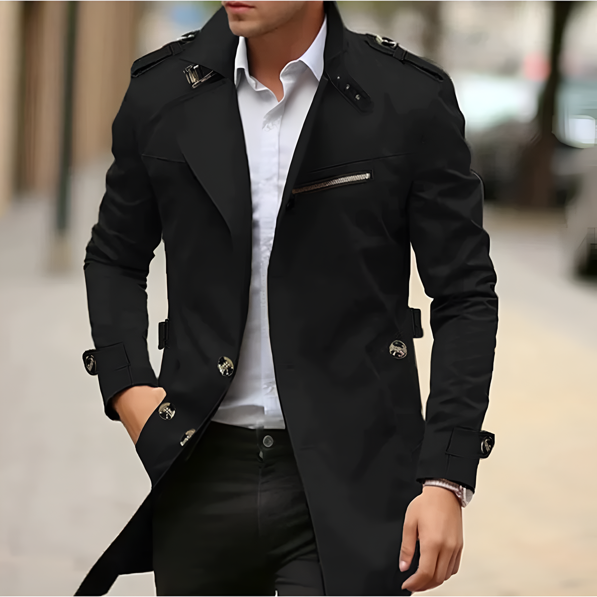 Herren Mantel Trench Lang Mit Reverskragen | Winter