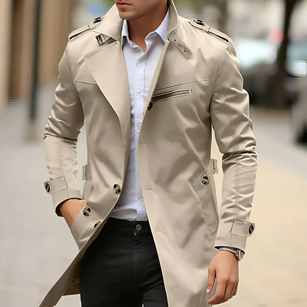 Herren Mantel Trench Lang Mit Reverskragen | Winter
