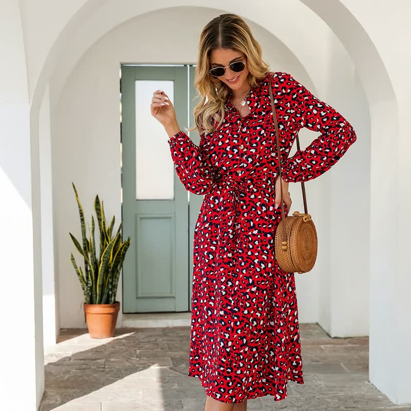 Damen Bedrucktes Midikleid | Langärmlig