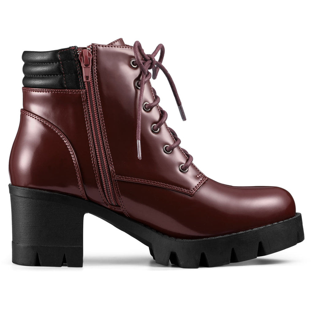 Damen Stiefeletten Schnürung Hoher Absatz Winter | Reissverschluss