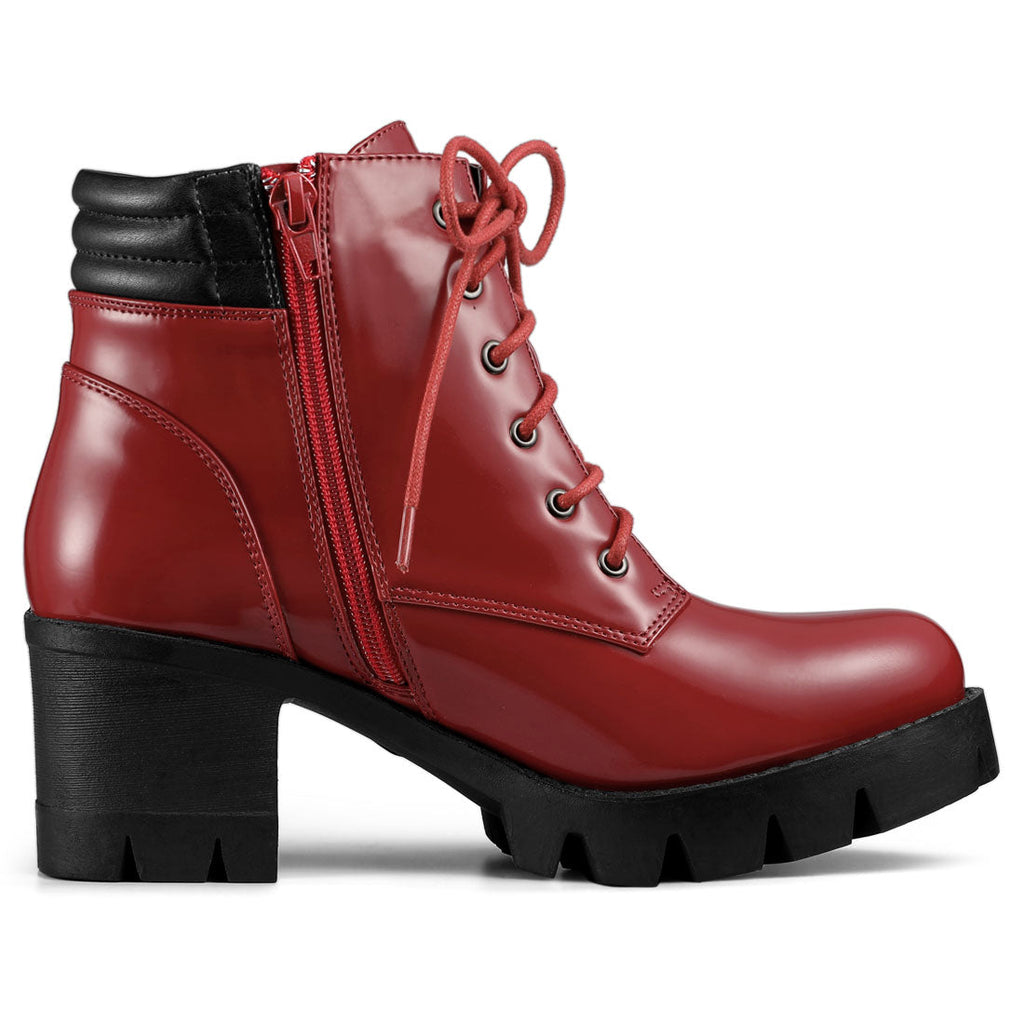 Damen Stiefeletten Schnürung Hoher Absatz Winter | Reissverschluss