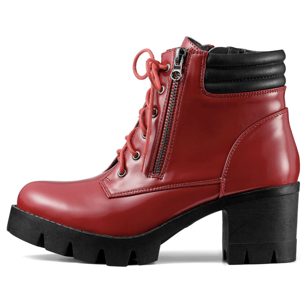 Damen Stiefeletten Schnürung Hoher Absatz Winter | Reissverschluss