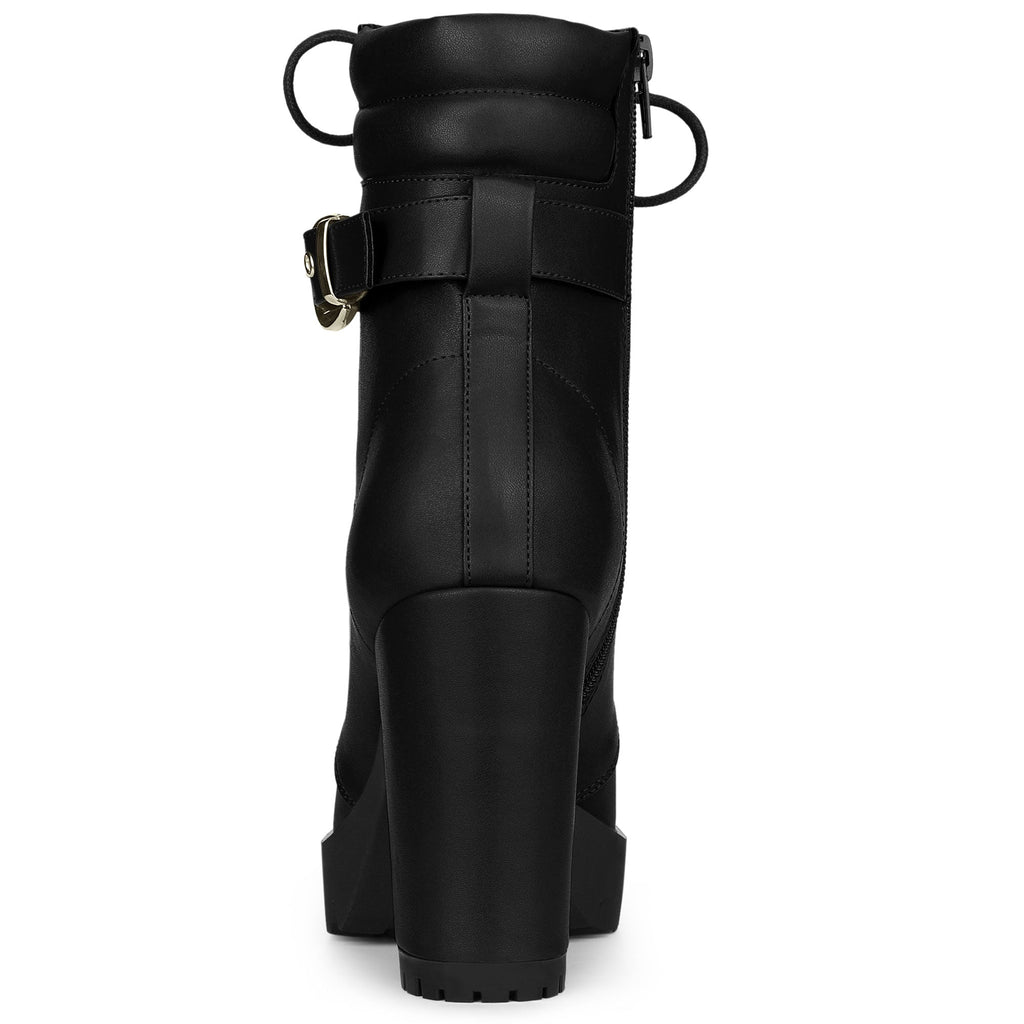 Damen Stiefeletten Schnalle Winter Schnürung | Hoher Absatz