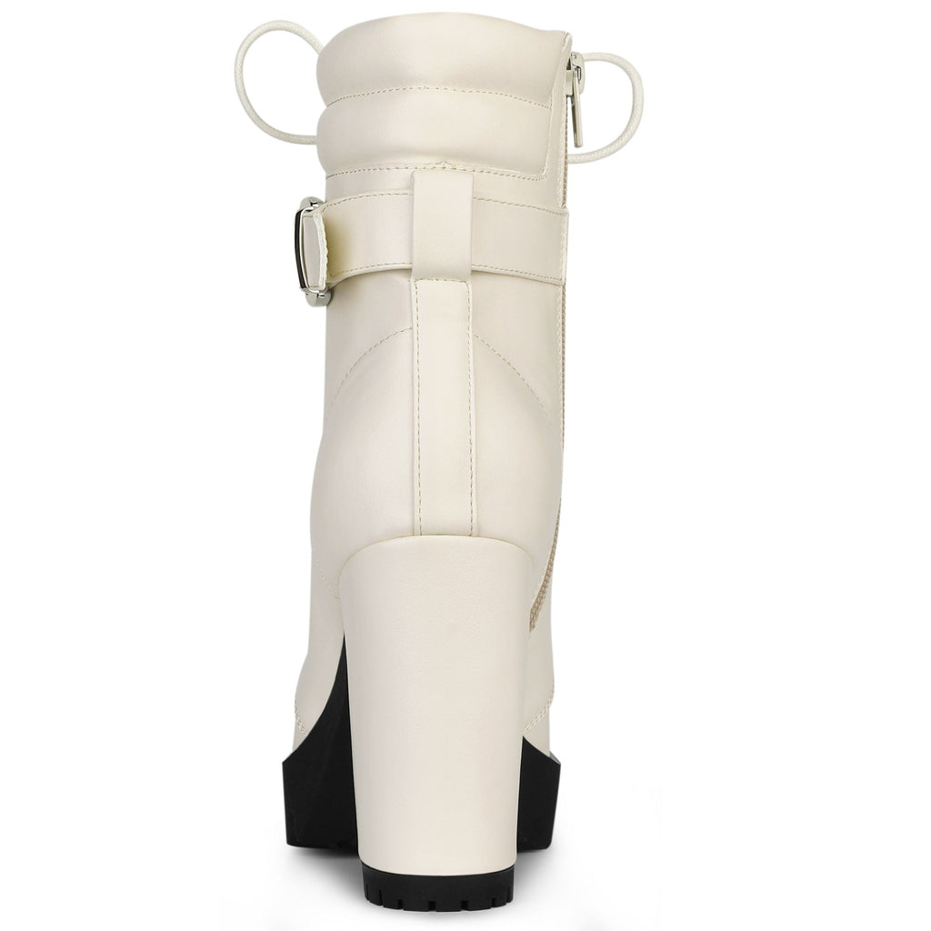 Damen Stiefeletten Schnalle Winter Schnürung | Hoher Absatz