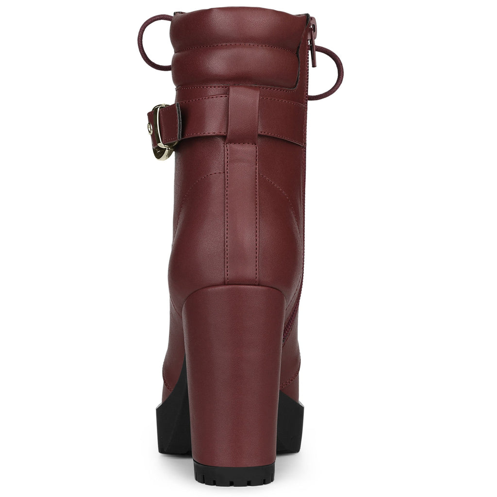 Damen Stiefeletten Schnalle Winter Schnürung | Hoher Absatz