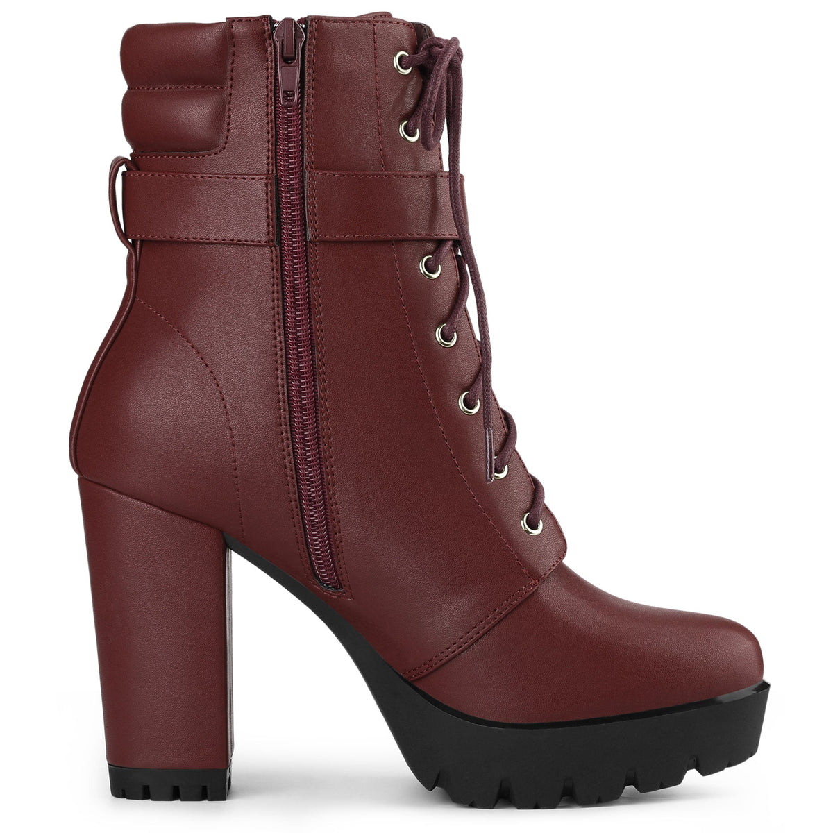 Damen Stiefeletten Schnalle Winter Schnürung | Hoher Absatz