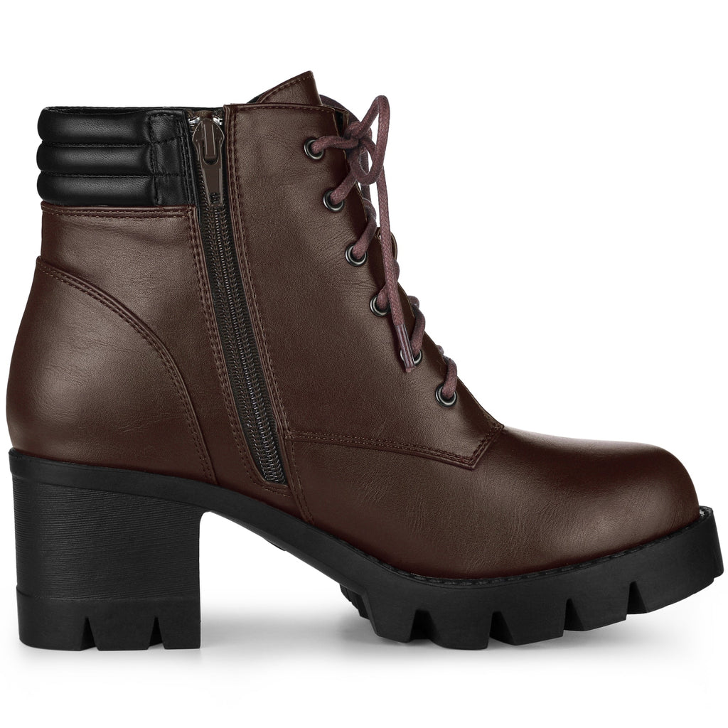 Damen Stiefeletten Schnürung Hoher Absatz Winter | Reissverschluss