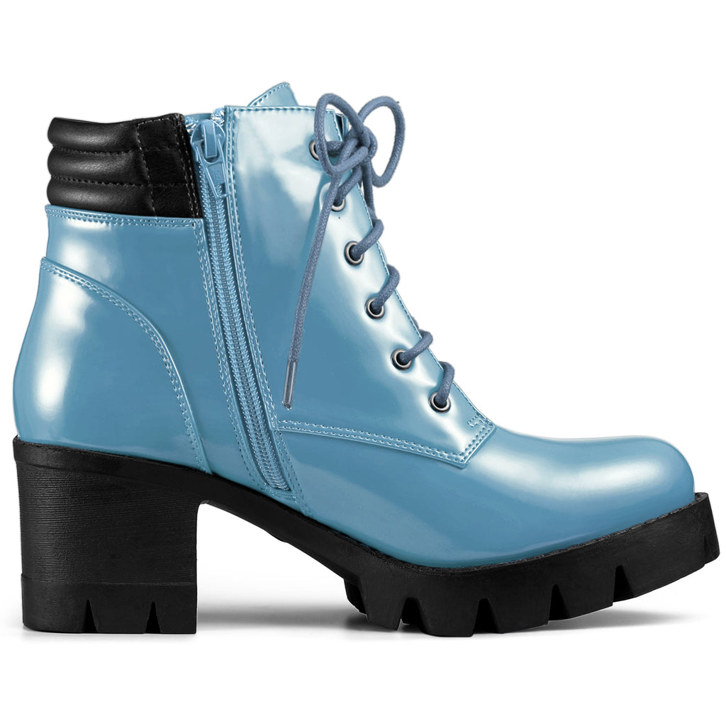 Damen Stiefeletten Schnürung Hoher Absatz Winter | Reissverschluss
