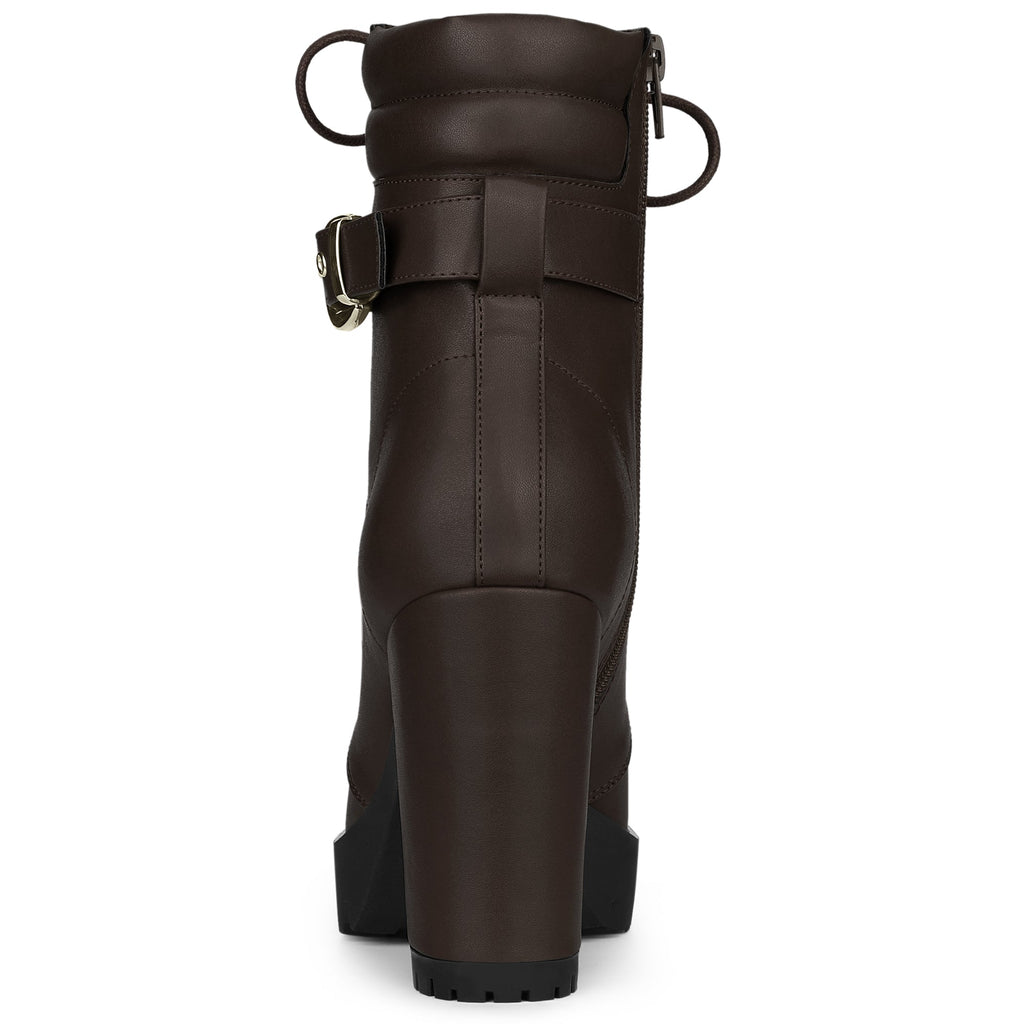 Damen Stiefeletten Schnalle Winter Schnürung | Hoher Absatz