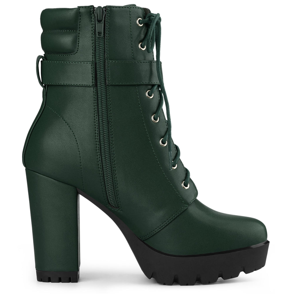 Damen Stiefeletten Schnalle Winter Schnürung | Hoher Absatz
